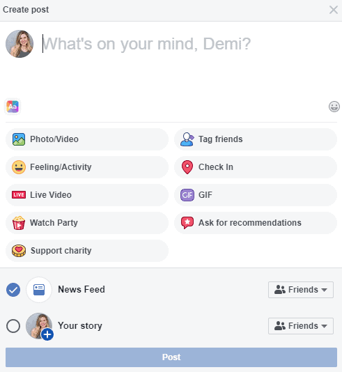 A screenshot of the Facebook Live button