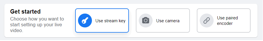A screenshot of the Facebook Live stream settings