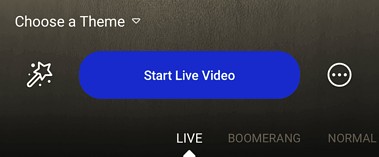 Screenshot of facebook live start live video button