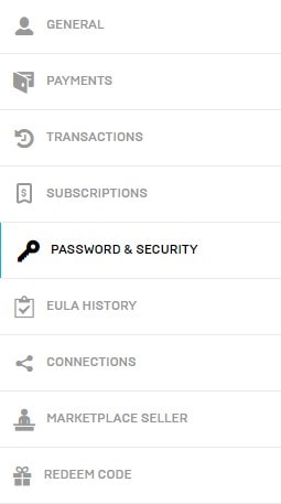 Fortnite 2FA Password & Security Tab